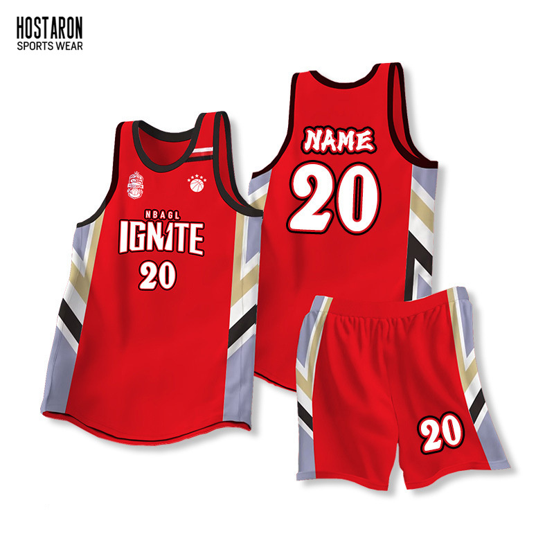 HOSTARON Custom Design Retro Sublimation Reversible Basket Ball Kids Singlets Vests Kit Set Shirt Men Basketball Uniform Jersey