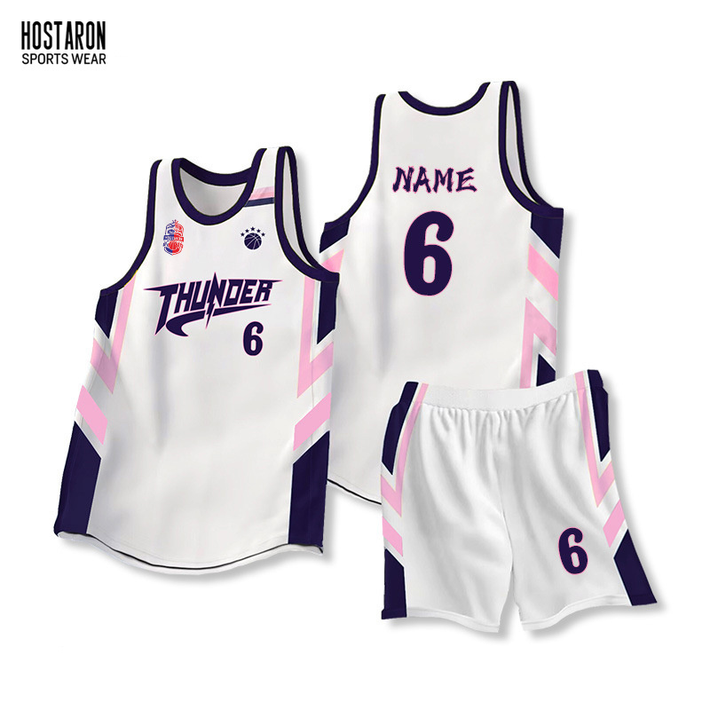 HOSTARON Custom Design Retro Sublimation Reversible Basket Ball Kids Singlets Vests Kit Set Shirt Men Basketball Uniform Jersey