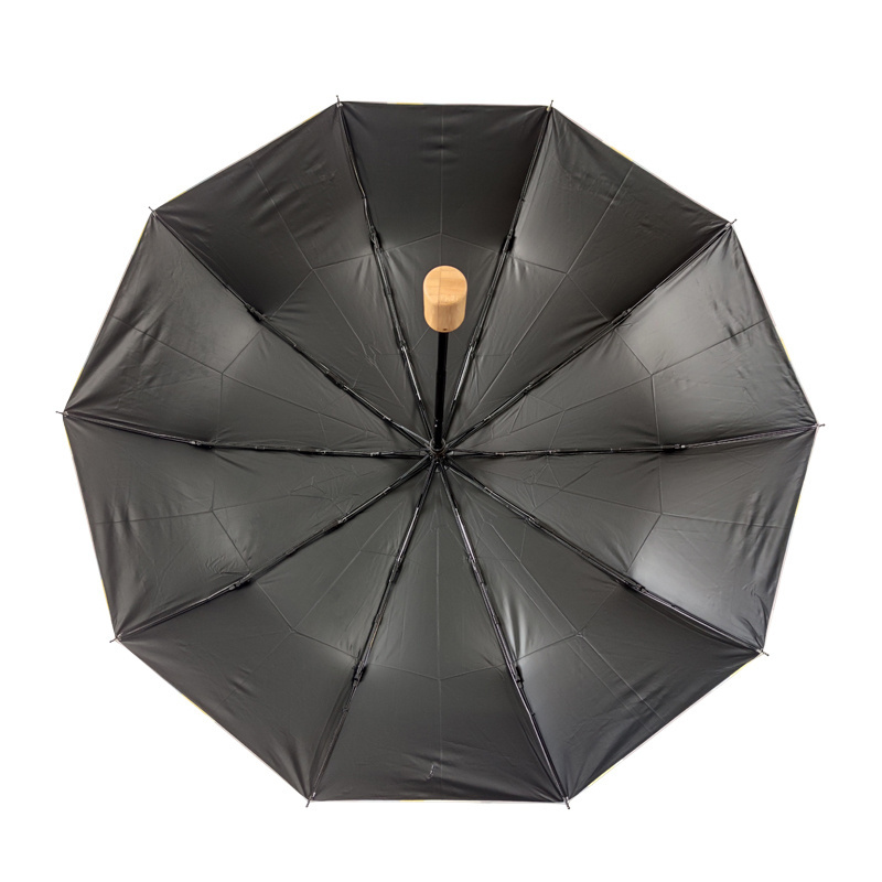 bamboo handle  compact umbrella  Windproof Rain customer design  Auto Open and  Close Lightweights Business Umbrella 3 Folding