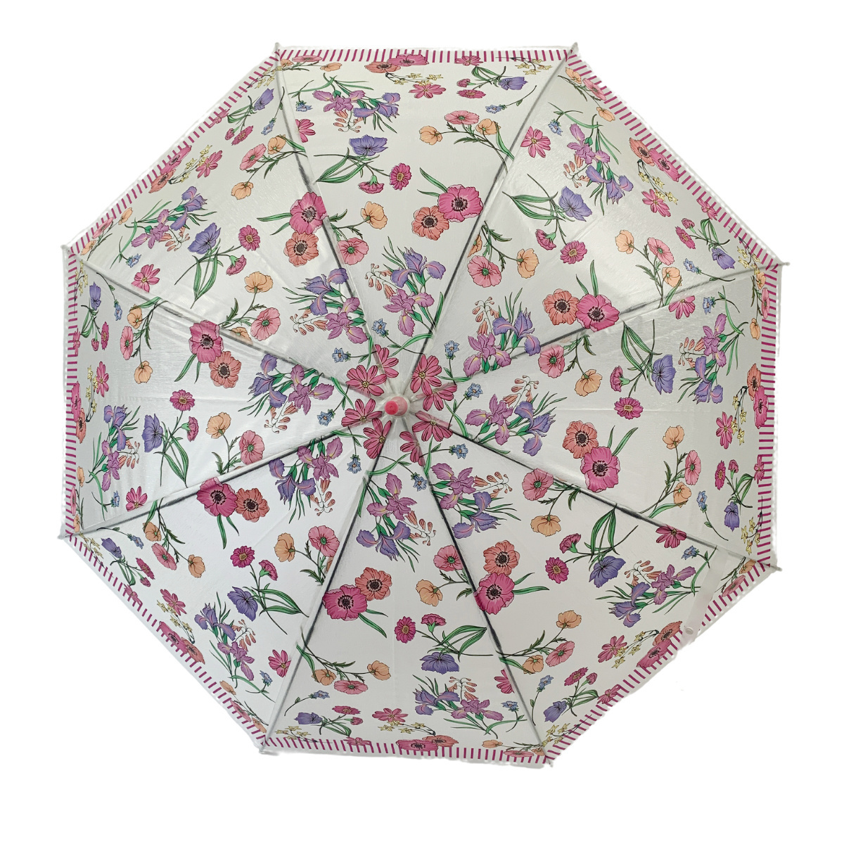 Japan and Korea translucent dome shaped flower printed umbrella semi-automatic  umbrella