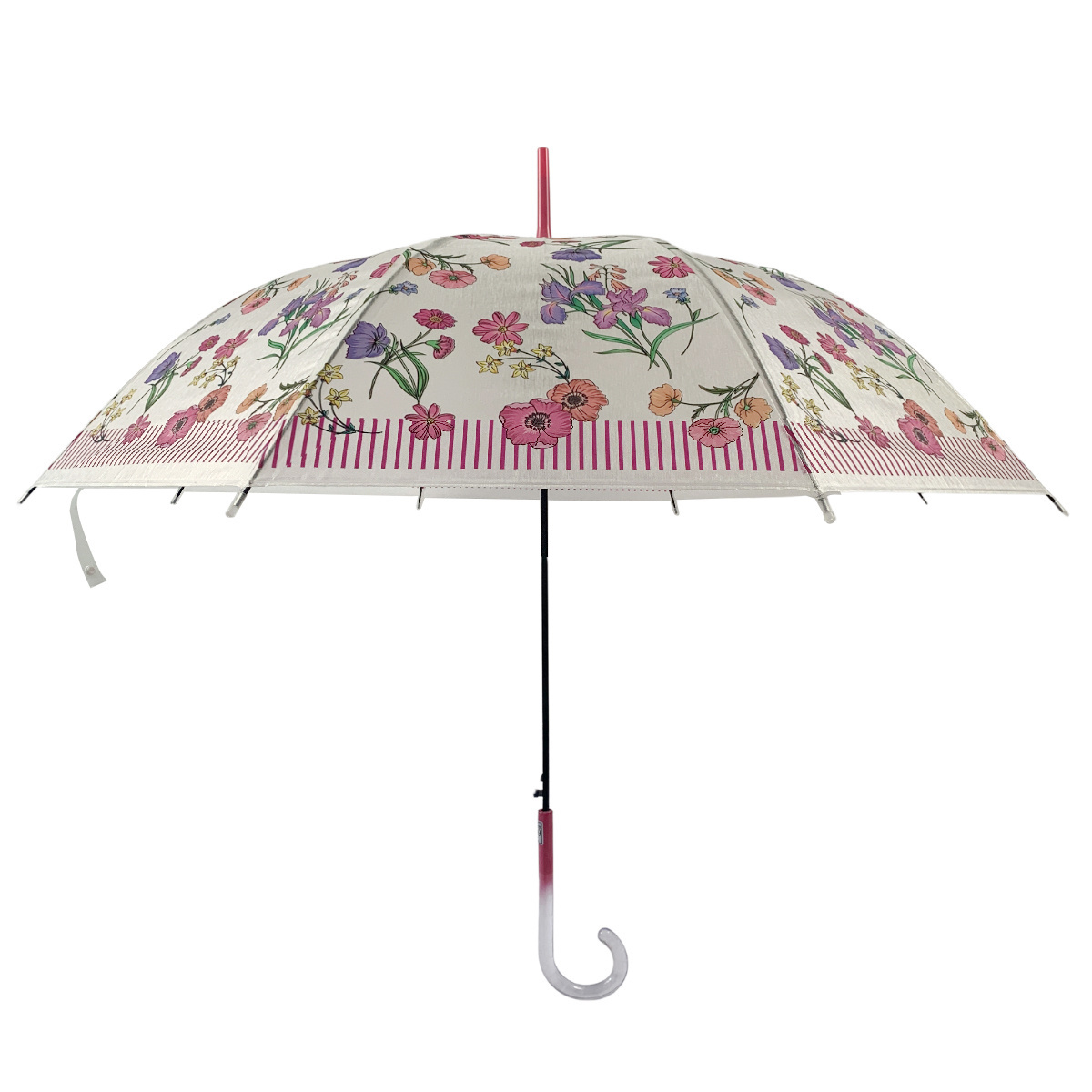 Japan and Korea translucent dome shaped flower printed umbrella semi-automatic  umbrella