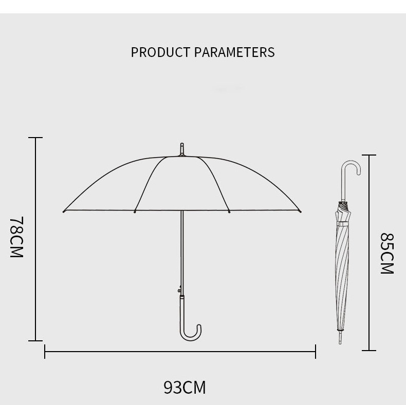 Auto Open Sunny And Rainy Straight Umbrella With Satin Fabric