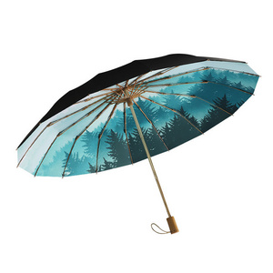 Traditional Chinese Handmade Retro Wooden Handle Custom Sunscreen Advertising Umbrella