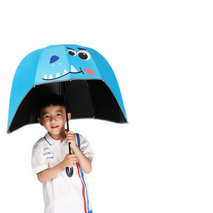 New Arrival Cartoon Character Kid Umbrella 3D Animal Child Helmet Umbrella Print with Cute Ears Custom Carton Polyester Manual