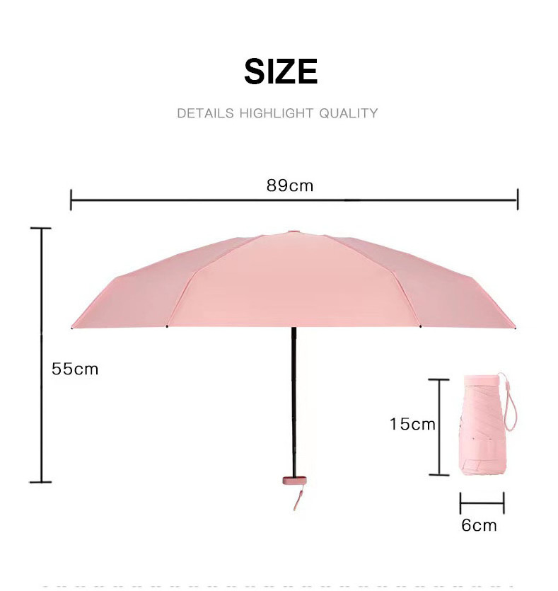 Six-fold Backpack Umbrella Women Sun Rain Umbrella Lightweight Flat Parasol Anti UV Folding Mini Umbrella