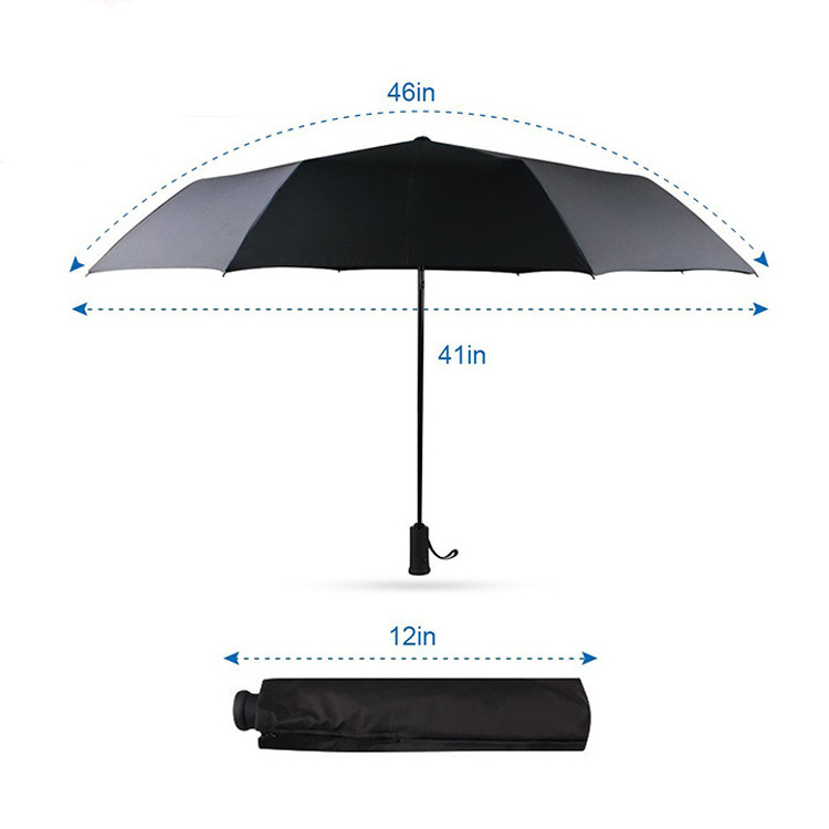 New safety reflective LED flashlight business 3 fold umbrella high-end automatic umbrella