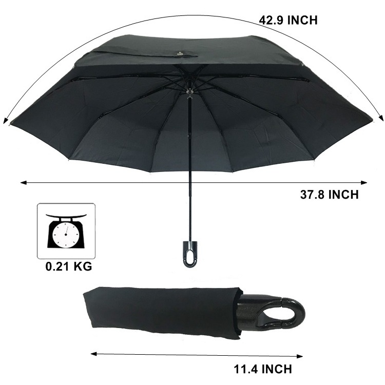 Compact Telescopic Folding Carabiner Umbrella with Lock Handle