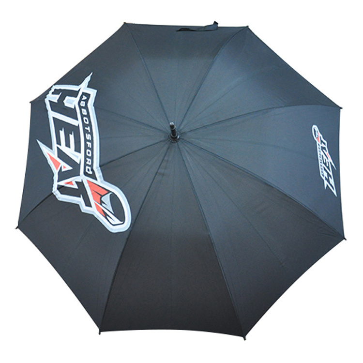 Promotional Customized Overall Printed Logo Large Big Golf Umbrella Manual Black Umbrella