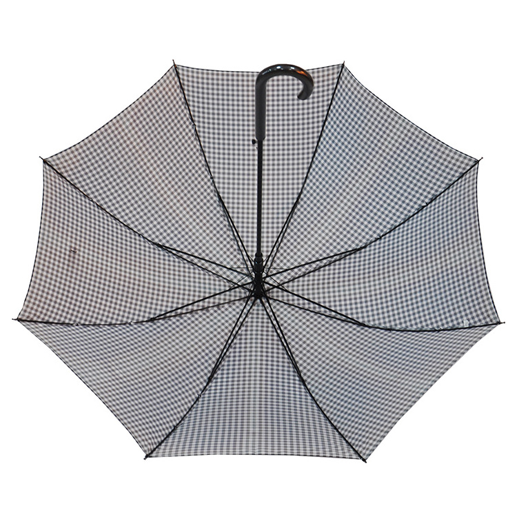 Auto Open Straight Fujian Umbrella Plaid Fabric Stick Payung Umbrella