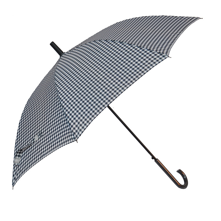 Auto Open Straight Fujian Umbrella Plaid Fabric Stick Payung Umbrella