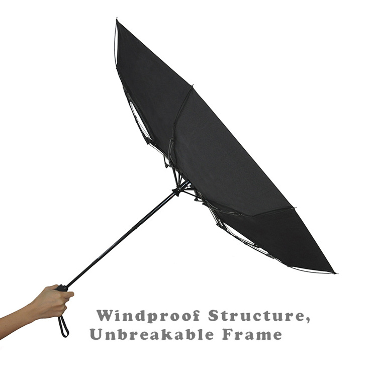 Automatic Open And Close Promotional  Three Folding Umbrella With Logo Printing