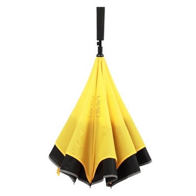 23 Inch Manual Open Auto Close Inverted Double Layer Reverse Umbrella With Reflective Piping LED Light