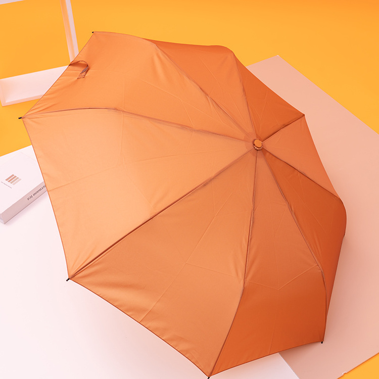 Cheap Manual Open Orange Tri-fold Umbrella