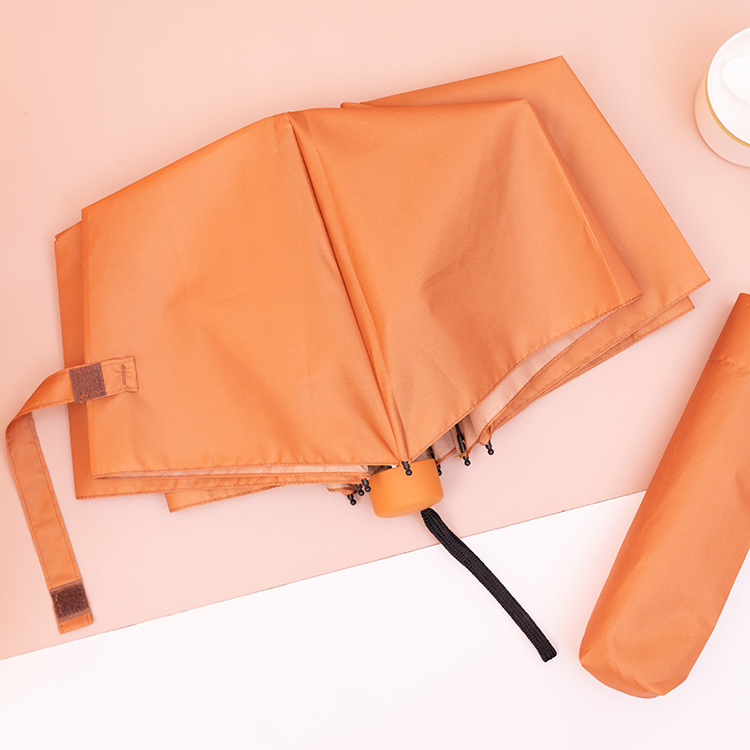 Cheap Manual Open Orange Tri-fold Umbrella