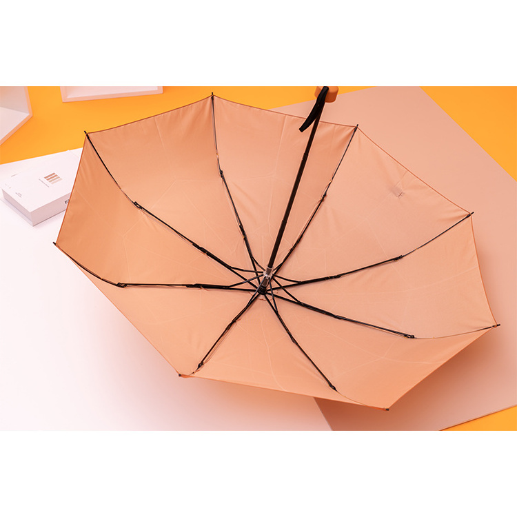 Cheap Manual Open Orange Tri-fold Umbrella