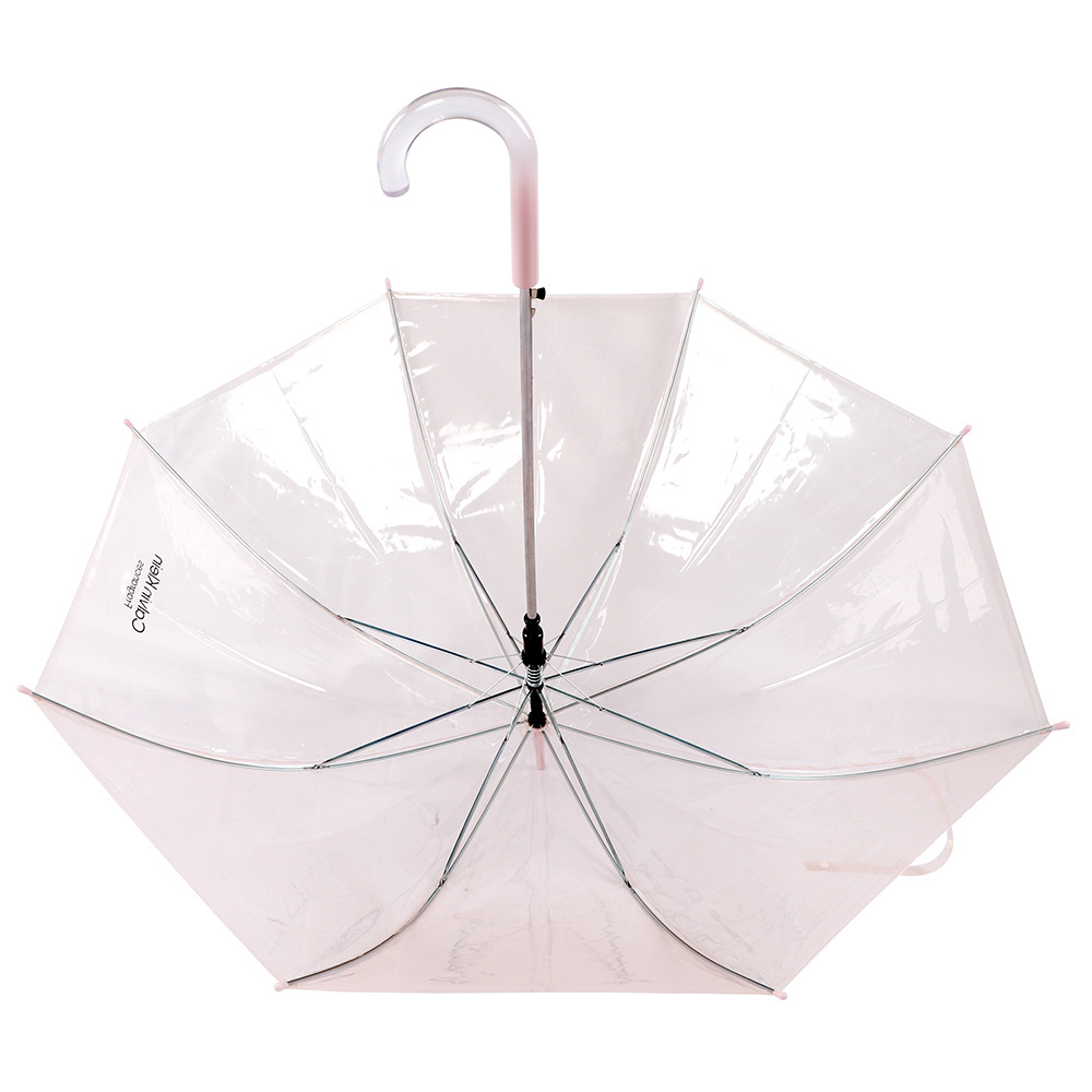 New Colorful Adult POE Clear Cheap Umbrella Promotional Print Rainy Wedding Pink Transparent Umbrella