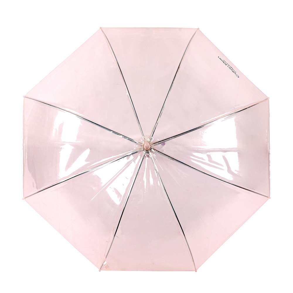 New Colorful Adult POE Clear Cheap Umbrella Promotional Print Rainy Wedding Pink Transparent Umbrella