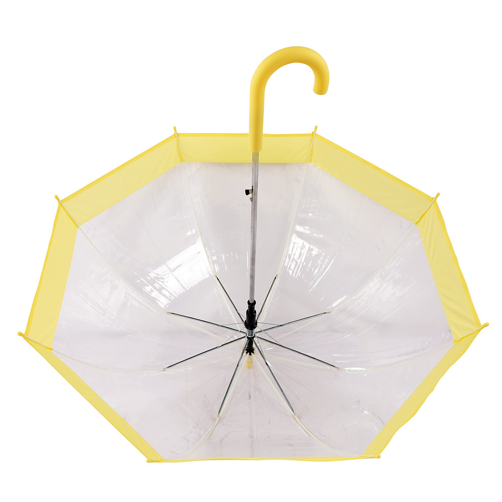 23 Inch Adult POE Clear Promotional Print Rainy With EVA Transparent Dome Shape Umbrella