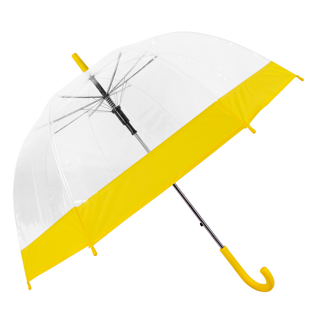 23 Inch Adult POE Clear Promotional Print Rainy With EVA Transparent Dome Shape Umbrella