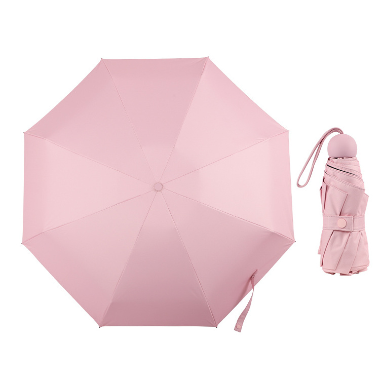 Candy Color Anti UV Sun Protection Travel Small 5 Folding Pocket Umbrella