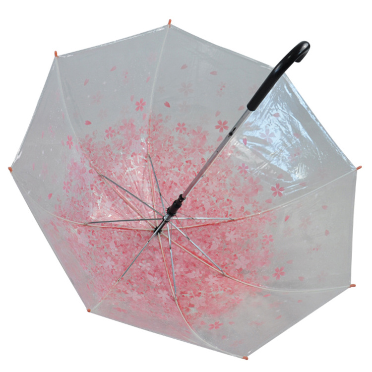 New Cherry Blossom Mushroom Princess Crystal Transparent POE Clear Rain Umbrella