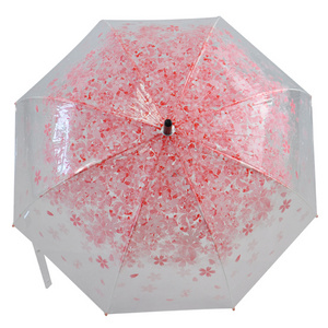 New Cherry Blossom Mushroom Princess Crystal Transparent POE Clear Rain Umbrella