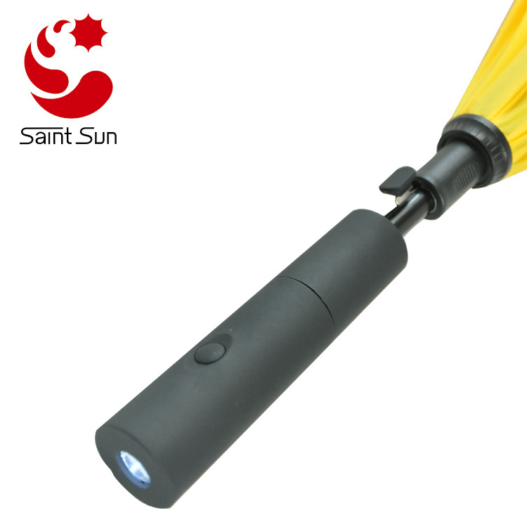 23 Inch Automatic Straight New Smart Upside Down LED Inverted Umbrella with Torch Light on Handle