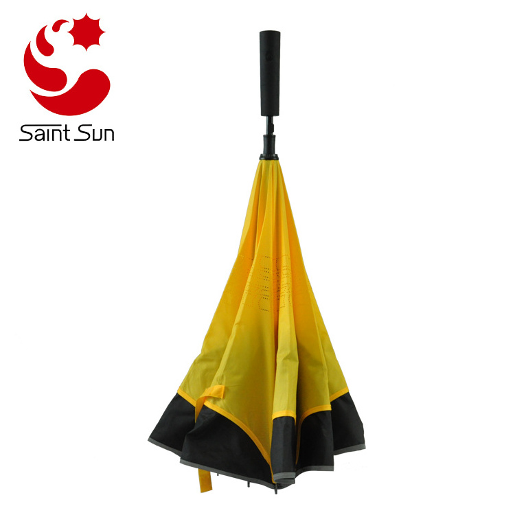 23 Inch Automatic Straight New Smart Upside Down LED Inverted Umbrella with Torch Light on Handle