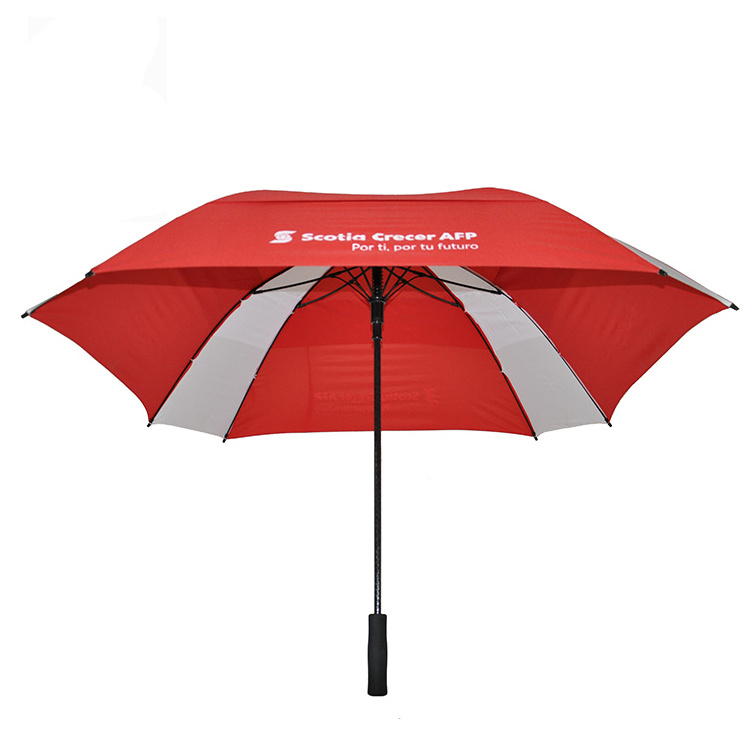 Auto Open Self Defence Umbrella Red Outdoor Square Golf Umbrella