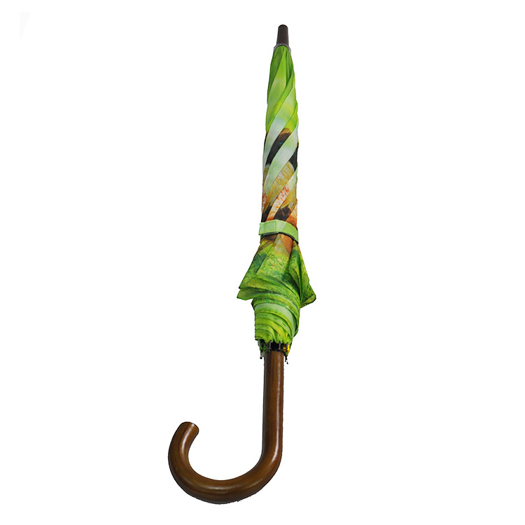 Long Straight Umbrella With Wooden Handle Hunting Umbrella