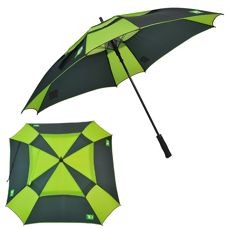 Big Size Windproof Square Double Canopy Golf Umbrella