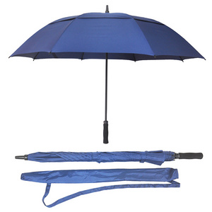 Automatic Windproof Big Size Double Layer Air Vent Golf Umbrella With Bag for promotion