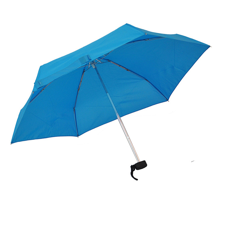 Professional Manufacture Cheap 5 Fold Pocket Size Flat Umbrella With EVA Case