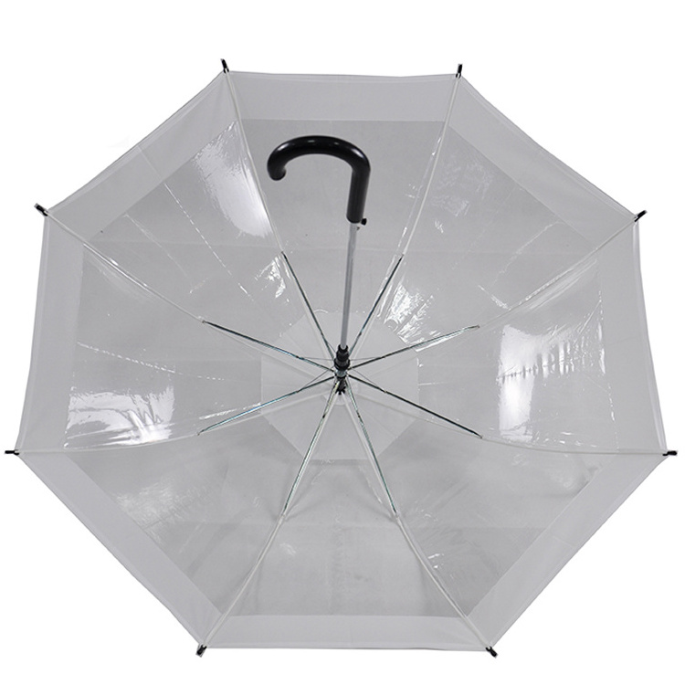 Straight Custom White Transparent Umbrella POE Clear Umbrella