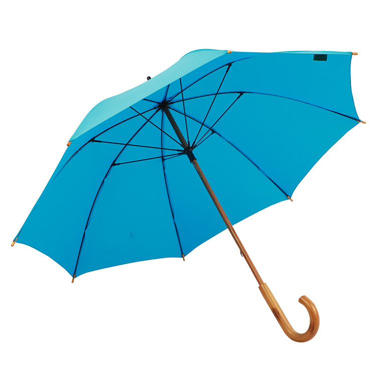 European Style Standard 23 Inches Fiberglass Frame Wood Handle Manual Traditional Straight Umbrella