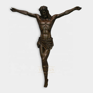 High quality custom metal crafts casting bronze brass crucifix wall cross with jesus statue