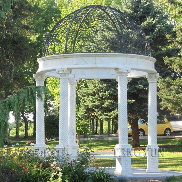 Luxury marble made hand carved round garden roman designs stone gazebo