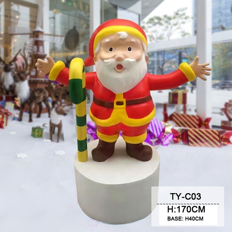 Hot sale life size resin animated snowman fiberglass santa claus statues