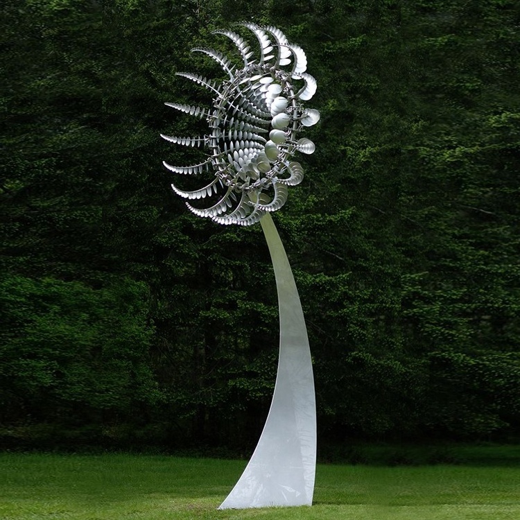 Polished large metal wind kinetic art sculptures for outdoor decoration