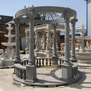 Outdoor decorative garden stone pavilion columns grey marble gazebo