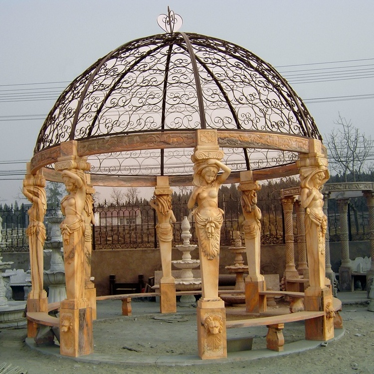 Outdoor garden decoration cheap white marble stone gazebo