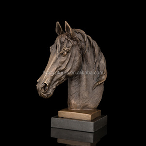 Hot sale cast bronze horse head sculpture metal horse head figurines for home decoration