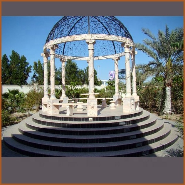 Outdoor garden decoration cheap white marble stone gazebo