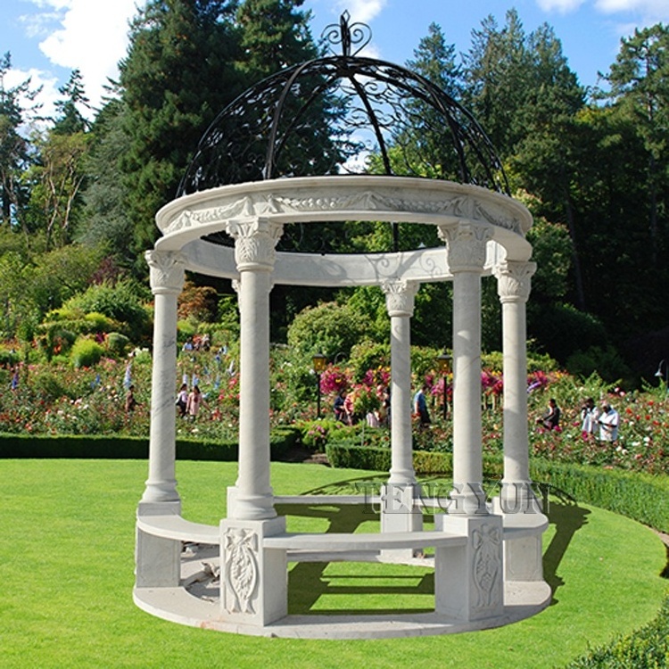 Luxury marble made hand carved round garden roman designs stone gazebo