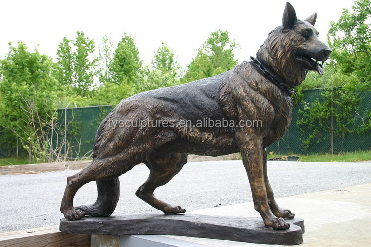 Outdoor garden decoration bronze german shepherd dog sculpture