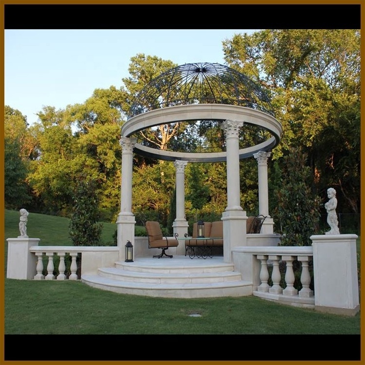 Luxury marble made hand carved round garden roman designs stone gazebo