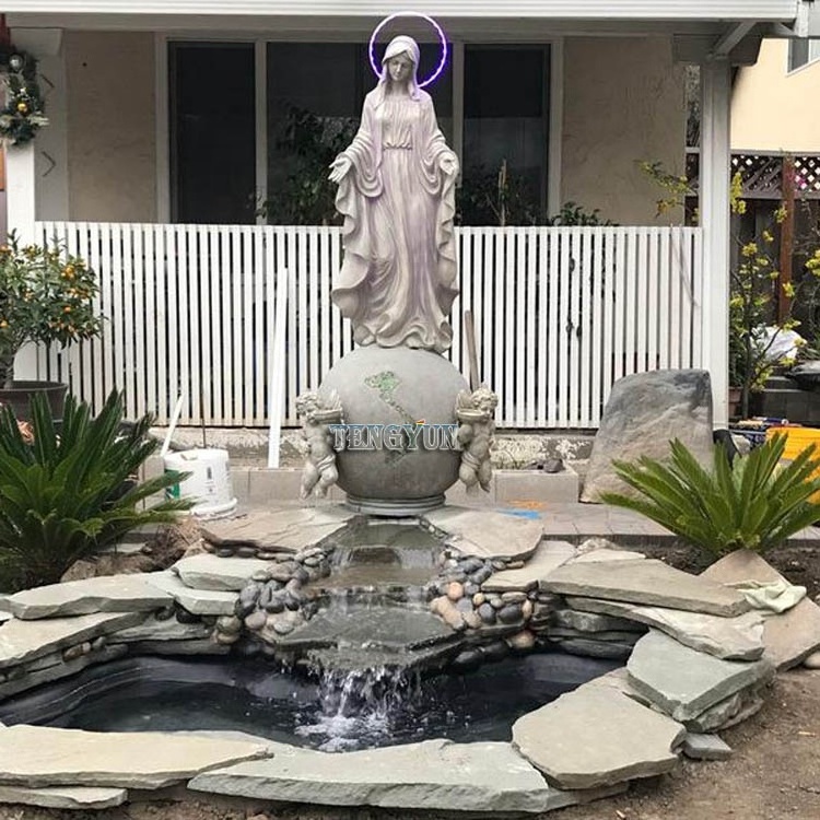 Outdoor decorative religious Christian fountain Mother Virgin Mary marble fountain