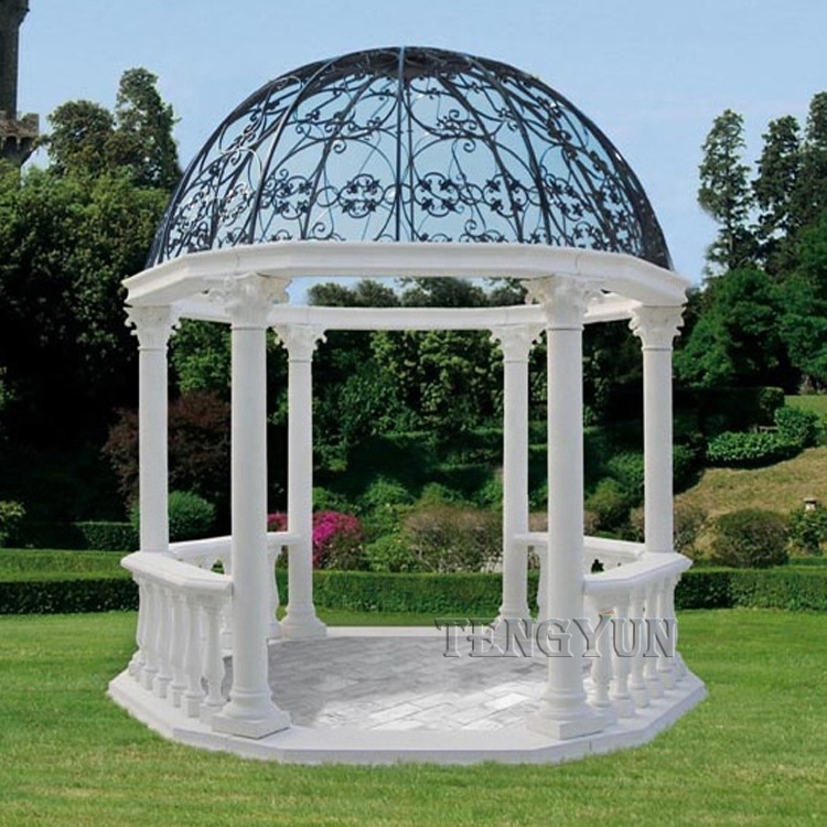 Luxury marble made hand carved round garden roman designs stone gazebo