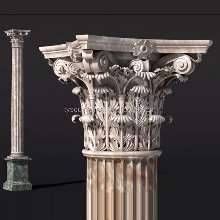 antique European classical Corinthian order style stone marble pillar for architecture building decoration