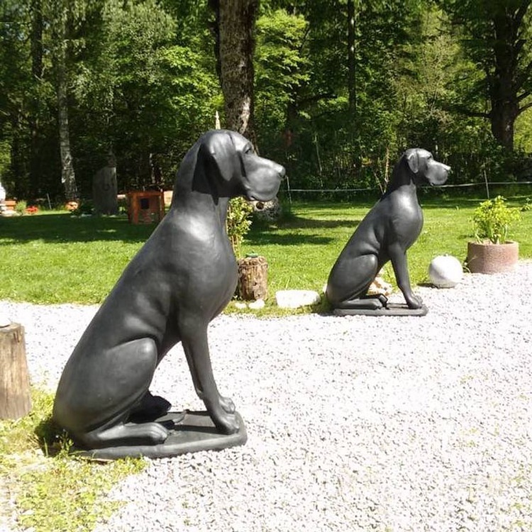 Life size garden decorative metal dog sculpture bronze great danes statue